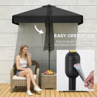 Outsunny 7.5ft Half Umbrella Semi Round Patio Parasol with Crank Handle, Top Vent for Garden, Balcony- NO BASE INCLUDED, Black(m-4)