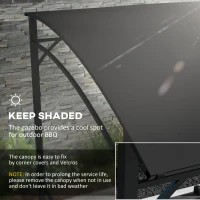 Outsunny 7' x 5' Garden Grill Canopy, BBQ Grill Gazebo Tent with Steel Frame and Hooks, Outdoor Sun Shade, Black(m-4)