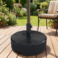 Outsunny Patio Umbrella Base with Handle Outdoor Umbrella Stand Holder for 1.5" and 1.9" Poles Black(m-1)