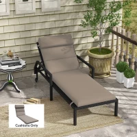 Outsunny Patio Chaise Lounge Chair Cushion Replacement Sun Lounger Pads with Headrest and Ties, Dark Grey(m-1)