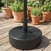 Outsunny Patio Umbrella Base with Handle Outdoor Umbrella Stand Holder for 1.5" and 1.9" Poles Black(m-8)