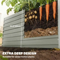 Outsunny 5' x 3' x 2' Raised Garden Bed, Galvanized Planter Box for Growing Flowers, Herbs and Vegetables, Light Grey(m-4)