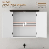 HOMCOM Bathroom Wall Cabinet, Farmhouse Medicine Cabinet Wall Mounted with 2 Doors and Adjustable Shelf, White(m-5)