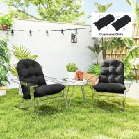 Outsunny Outdoor Adirondack Chair Cushions Set of 2, Tufted High Back Patio Chair Cushions, Black(m-7)