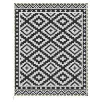 Outsunny Outdoor Rug Carpet Reversible Plastic Straw Rug with LED Lights Black and White 10' x 8' for Patio(m-1)