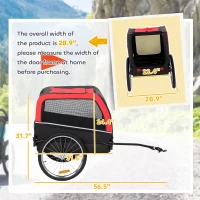 PawHut Dog Bike Trailer, Pet Cart Bicycle Carrier with 20" Air Tires, Quick-Release Wheels, Reflectors, Flag(m-3)