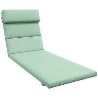 Outsunny Patio Chaise Lounge Chair Cushion Replacement Sun Lounger Pad with Headrest and Ties, Green(m-11)