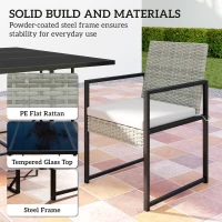 Outsunny 11 Pieces Wicker Patio Dining Set, Rattan Outdoor Furniture Set with 6 Armchairs, 4 Stools, Light Grey(m-7)