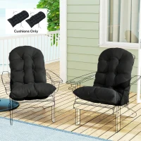 Outsunny Outdoor Adirondack Chair Cushions Set of 2, Tufted High Back Patio Chair Cushions, Black(m-10)