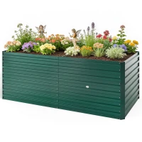 Outsunny 5' x 3' x 2' Raised Garden Bed, Galvanized Planter Box for Growing Flowers, Herbs and Vegetables, Green(m-2)