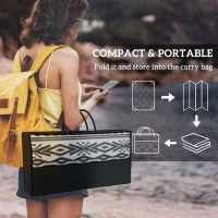 Outsunny Outdoor Rug Carpet with USB Lights Reversible Patio Rug with Carry Bag for Camping 12' x 9'(m-7)