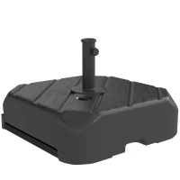 Outsunny Patio Umbrella Base with Wheels, Telescopic Handle, 158 lb Stand or 99 lb Water Filled Umbrella Stand, Black(m-10)