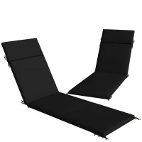 Outsunny Outdoor Chaise Lounge Cushions Set of 2 with 6 Ties, High-Density Foam, for Patio and Poolside, Black and White(m-11)