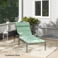 Outsunny Patio Chaise Lounge Chair Cushion Replacement Sun Lounger Pad with Headrest and Ties, Green(m-9)