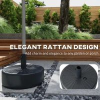 Outsunny Patio Umbrella Base with Handle Outdoor Umbrella Stand Holder for 1.5" and 1.9" Poles Black(m-6)