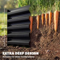 Outsunny 8 x 1.3 x 1.5ft Galvanized Raised Garden Bed, Reinforced Outdoor Planter Box with Open Bottom, Black(m-4)