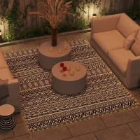 Outsunny Outdoor Rug Carpet with USB Lights Reversible Patio Rug with Carry Bag for Camping 10' x 8'(m-9)