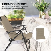 Outsunny Set of 2 Outdoor Folding Chairs with Adjustable Backrest, Padded Camping Chairs for Outdoor Events, Khaki(m-7)