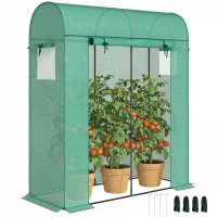 Outsunny Mini Greenhouse, Portable Garden Green House with Roll-up Door and Mesh Windows, 6' x 2' x 6.6', Green(m-11)