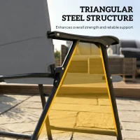 Outsunny Folding Patio Chairs Set of 2, Padded High Back Lawn Camping Chairs with Armrests, 600D Oxford Fabric, Light Gray(m-7)