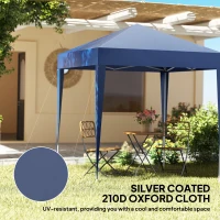 Outsunny 6.6'x6.6' Pop Up Canopy Tent with Sidewalls, Instant Sun Shelter Camping Gazebo with Carry Bag, Blue(m-5)