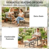 Outsunny 11 Pieces Wicker Patio Dining Set, Rattan Outdoor Furniture Set with 6 Armchairs, 4 Stools, Light Grey(m-5)