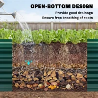 Outsunny 8 x 2.6 x 1.5ft Galvanized Raised Garden Bed, Reinforced Outdoor Planter Box with Open Bottom, Green(m-6)