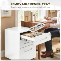 Vinsetto Lockable File Cabinet, Steel Filing Cabinet on Wheels for Legal, A4, Letter Size, Home Office(m-10)