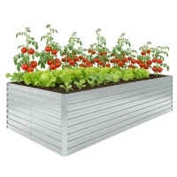 Outsunny 8' x 4' x 2' Raised Garden Bed, Galvanized Planter Box for Growing Flowers, Herbs and Vegetables, Silver(m-11)