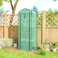 Outsunny Mini Greenhouse with Screen Roof, 5 Tier Portable Small Greenhouse with High Strength PE Cover, Green(m-9)
