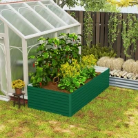 Outsunny 8' x 4' x 2' Raised Garden Bed, Galvanized Planter Box for Growing Flowers, Herbs and Vegetables, Green(m-9)