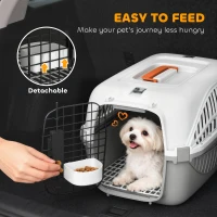 PawHut Airline Approved Pet Carrier for Mini Dogs and Cats with Steel Wire Door, Water Bowl, for Car, Airplane, Outdoor(m-7)