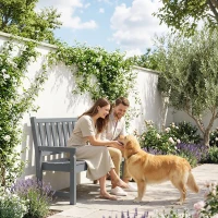 Outsunny 2-Person Garden Bench, HDPE Outdoor Bench with 530 lbs Capacity, Curved Seat for Backyard, Park, Porch, Lawn, Gray(m-9)