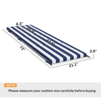 Outsunny Outdoor Chaise Lounge Cushions Set of 2 with 6 Ties, High-Density Foam, for Patio and Poolside, Dark Blue and White(m-3)