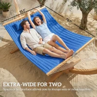 Outsunny Outdoor Hammock 2-Person, with Pillow & Pad, 440 lbs Capacity, Navy Blue(m-5)
