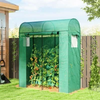 Outsunny Mini Greenhouse, Portable Garden Green House with Roll-up Door and Mesh Windows, 6' x 2' x 6.6', Green(m-1)