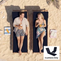 Outsunny Outdoor Chaise Lounge Cushions Set of 2 with 6 Ties, High-Density Foam, for Patio and Poolside, Navy Blue(m-8)