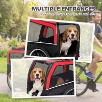 PawHut Dog Bike Trailer, Pet Cart Bicycle Carrier with 20" Air Tires, Quick-Release Wheels, Reflectors, Flag(m-8)