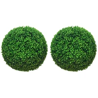 HOMCOM 2 Pack Artificial Tree Boxwood Topiary Balls, 15.7 Inch(m-11)