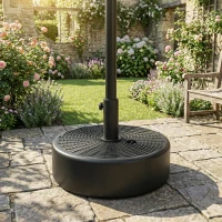 Outsunny Patio Umbrella Base with Handle Outdoor Umbrella Stand Holder for 1.5" and 1.9" Poles Black(m-10)
