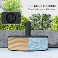 Outsunny Patio Umbrella Base with Handle Outdoor Umbrella Stand Holder for 1.5" and 1.9" Poles Black(m-4)