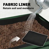 Outsunny Raised Garden Bed Galvanized Steel, Elevated Planter Box with Storage Shelf, Bed Liner, 31.5" High, Green(m-8)