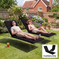 Outsunny Outdoor Chaise Lounge Cushions Set of 2 with 6 Ties, High-Density Foam, for Patio and Poolside, Black and White(m-7)