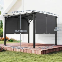Outsunny 10' x 10' Retractable Pergola Canopy, UPF50+ Outdoor Metal Pergola Gazebo Sun Shade Shelter with Steel Frame, Dark Grey(m-3)