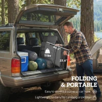 Outsunny Folding Patio Chairs Set of 2, Padded High Back Lawn Camping Chairs with Armrests, 600D Oxford Fabric, Light Gray(m-6)