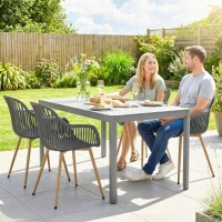 Outsunny Outdoor Dining Chairs Set of 4, Patio Chairs with Slotted Backrest, Grey(m-9)