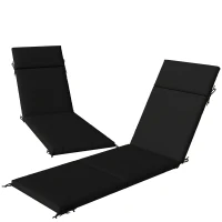Outsunny Outdoor Chaise Lounge Cushions Set of 2 with 6 Ties, High-Density Foam, for Patio and Poolside, Black and White(m-1)