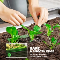 Outsunny Raised Garden Bed Galvanized Steel Planter Box for Vegetables, Flowers, Herbs, Black(m-5)