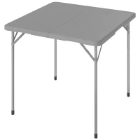 Outsunny Folding Picnic Table Heavy Duty Camping Table 34" x 34", Indoor Outdoor Use for Picnic, Beach, BBQ, Grey(m-2)