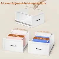 HOMCOM 54" Farmhouse Executive Desk, Computer Desk with Drawers, Adjustable Hanging Rails for for A4/Letter Size Files, White(m-5)